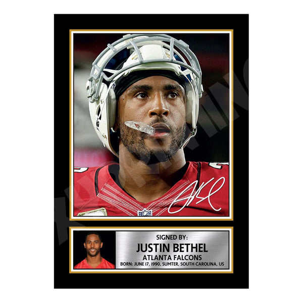 Justin Bethel 2 American Football Printed Signature Print
