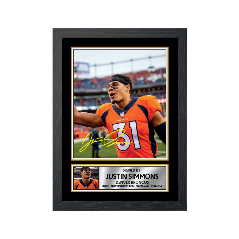 Justin Simmons Limited Edition Football Signed Print - American Footballer