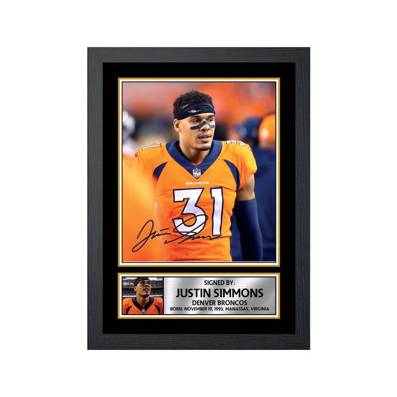 Justin Simmons 2 Limited Edition Football Signed Print - American Footballer