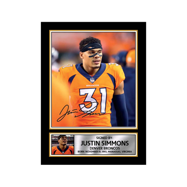 Justin Simmons 2 American Football Printed Signature Print