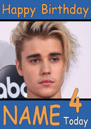 Justin Bieber Personalised Music Style Kids Adult FUNNY Birthday Card