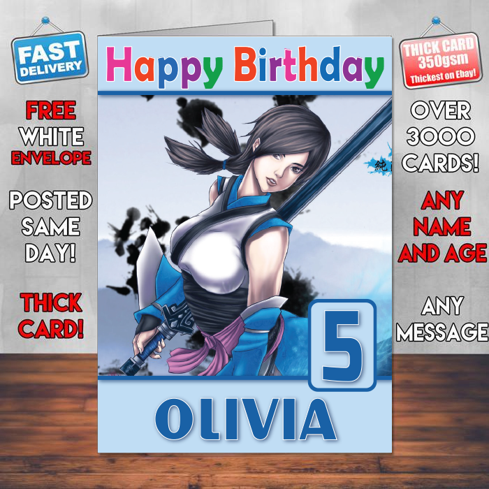 Personalised Jx Online 3 Girl Inspired Style Game Kids Inspired Birthday Card (SA)