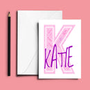 Personalised Name Word Art Poster Print Pink Letter K