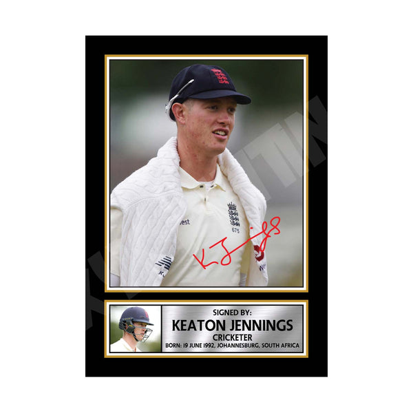 KEATON JENNINGS 2 Cricketer Printed Signature Print – Cricket Player