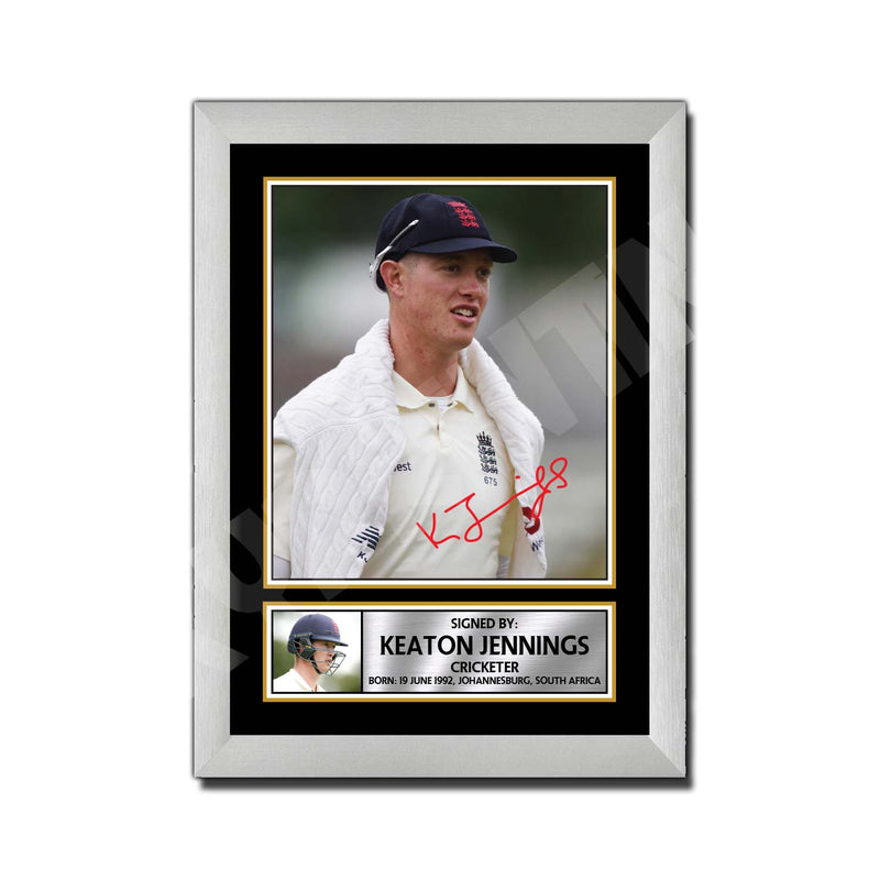 KEATON JENNINGS 2 Limited Edition Cricketer Signed Print - Cricket Player