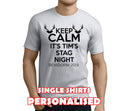 Keep Calm Black Custom Stag T-Shirt - Any Name - Party Tee
