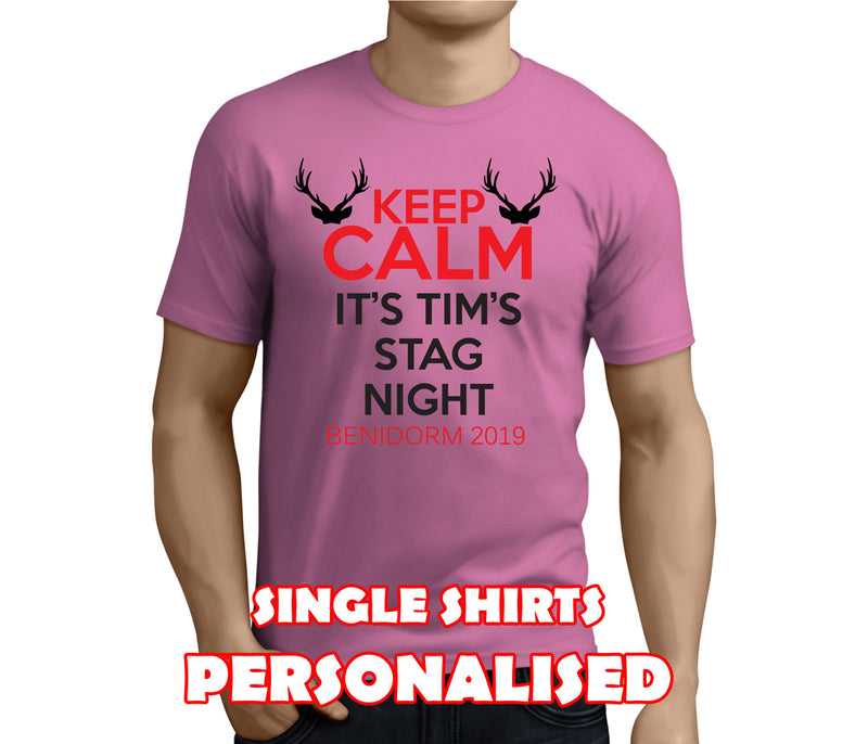 Keep Calm Colour Custom Stag T-Shirt - Any Name - Party Tee