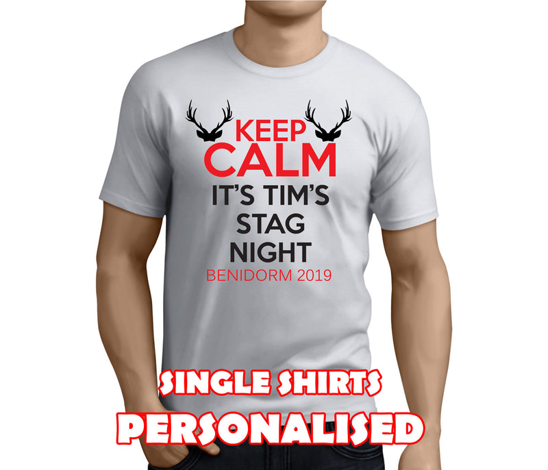 Keep Calm Colour Custom Stag T-Shirt - Any Name - Party Tee