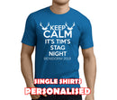 Keep Calm White Custom Stag T-Shirt - Any Name - Party Tee