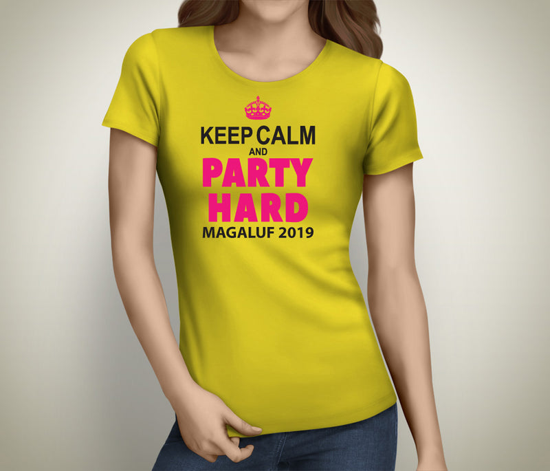 Keep Calm and Party Hard Colour Custom Hen T-Shirt - Any Name - Party Tee