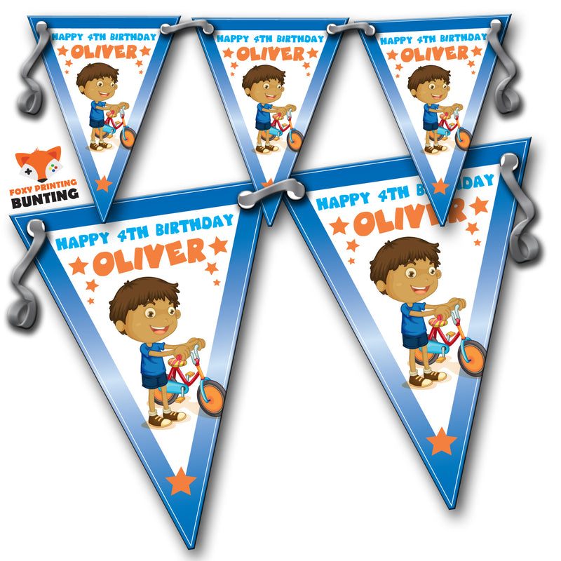 KIDS BIKE RIDE Bunting Premium Party Decorations  (Standard Bunting (14.8cm X 21cm))