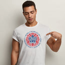 KING CHARLES CORONATION PLAIN TEXT LOGO RED BLUE ADULT TEE T-SHIRT