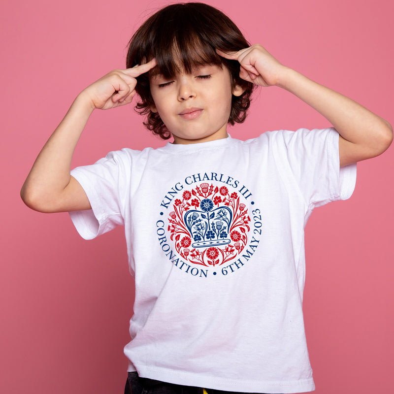 King Charles III Coronation Plain Original Official Logo Adult Tee T Shirt Unisex Kids - T Shirt For Coronation