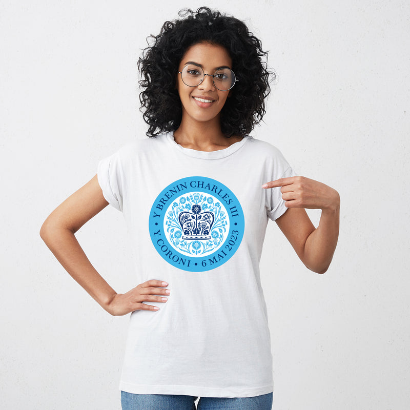 KING CHARLES CORONATION WELSH BLUE LOGO ADULT TEE T-SHIRT