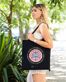 King Charles III Coronation Official Logo Black Tote Bag - coronation bag-blue, red, pink, black, rainbow logo-coronation handbag, grab bag