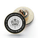 KING CHARLES CORONATION 2023 OFFICIAL BLACK WELSH METAL NAME LOGO PIN BADGE 25MM (1")