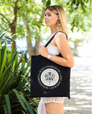 King Charles III Coronation Official Logo Black Tote Bag - coronation bag-blue, red, pink, black, rainbow logo-coronation handbag, grab bag