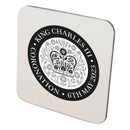 KING CHARLES CORONATION 2023 OFFICIAL BLACK WHITE COASTER