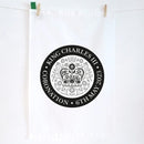 KING CHARLES OFFICIAL BLACK WHITE LOGO TEA TOWEL