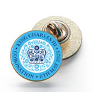 KING CHARLES CORONATION 2023 OFFICIAL BLUE METAL NAME LOGO PIN BADGE 25MM (1")
