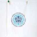 KING CHARLES OFFICIAL ENGLISH BLUE LOGO TEA TOWEL