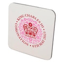 KING CHARLES CORONATION 2023 OFFICIAL ENGLISH PINK COASTER