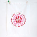 KING CHARLES OFFICIAL ENGLISH PINK LOGO TEA TOWEL