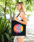 King Charles III Coronation Official Logo Black Tote Bag - coronation bag-blue, red, pink, black, rainbow logo-coronation handbag, grab bag