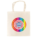 King Charles III Coronation Official Logo Tan Tote Bag - coronation bag-blue, red, pink, black, rainbow logo-coronation handbag, grab bag