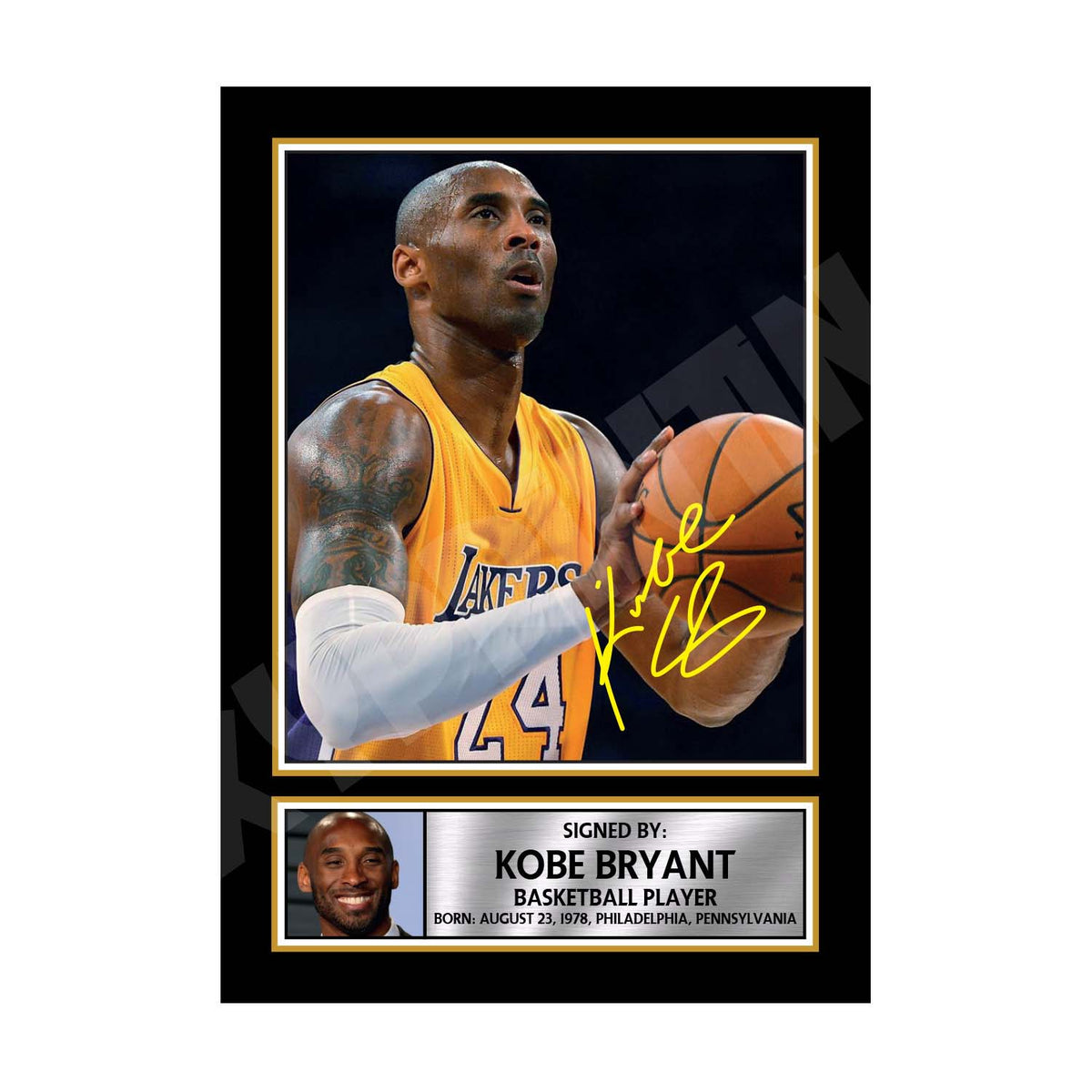 KOBE BRYANT (1) Basketball Player Printed Signature Print – Kobe Bryant Basketball Player Printed Signature Print – A1 Print Only