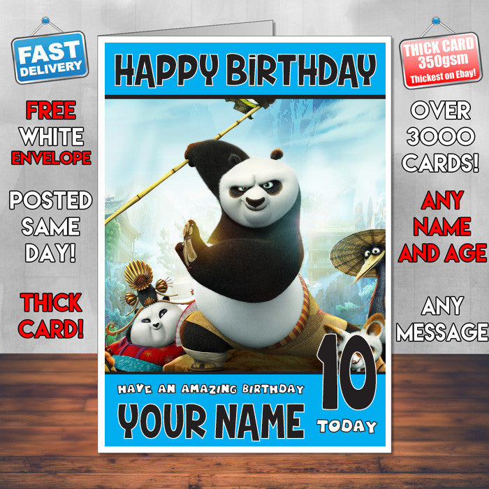 KUNG FU PANDA BM2 THEME INSPIRED Style PERSONALISED Kids Adult FUNNY Birthday Card