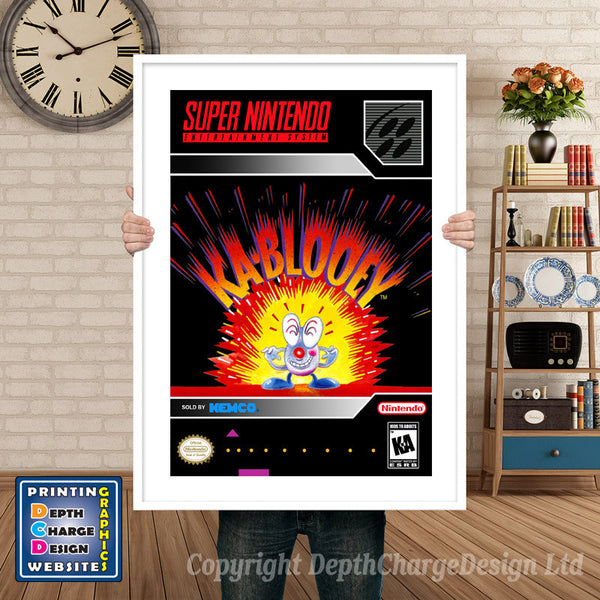 Kablooey Super Nintendo Game Inspired Theme Retro Gaming Poster