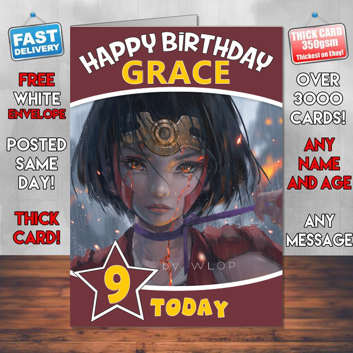 Kabaneri Of The Iron Fortress Pic Game Inspired Theme Personalised Kids Inspired Birthday Card (SA060917) – Kabaneri Of The Iron Fortress Pic Game Inspired Theme Personalised Birthday Card – personalised Birthday Card