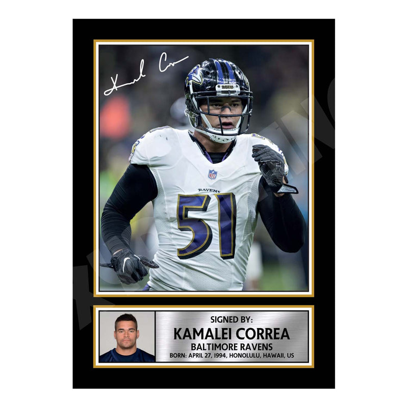 Kamalei Correa 1 Limited Edition Football Signed Print - American Footballer