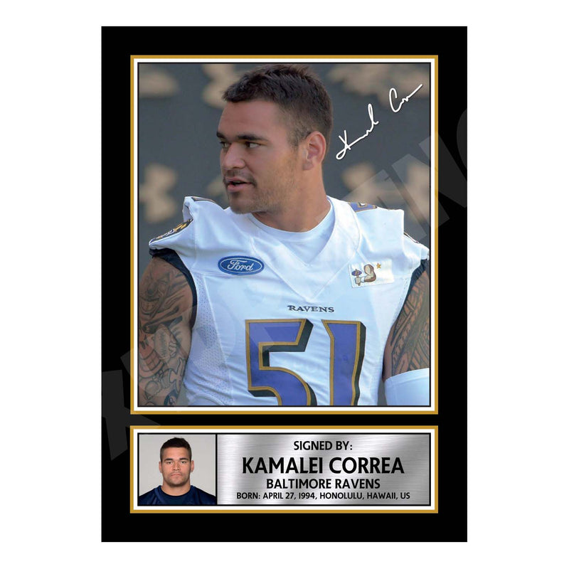 Kamalei Correa 2 Limited Edition Football Signed Print - American Footballer