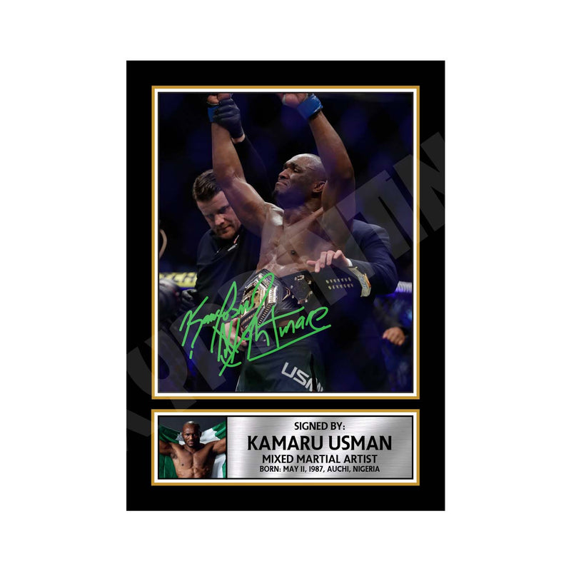 Kamaru Usman Limited Edition MMA Wrestler Signed Print - MMA Wrestling