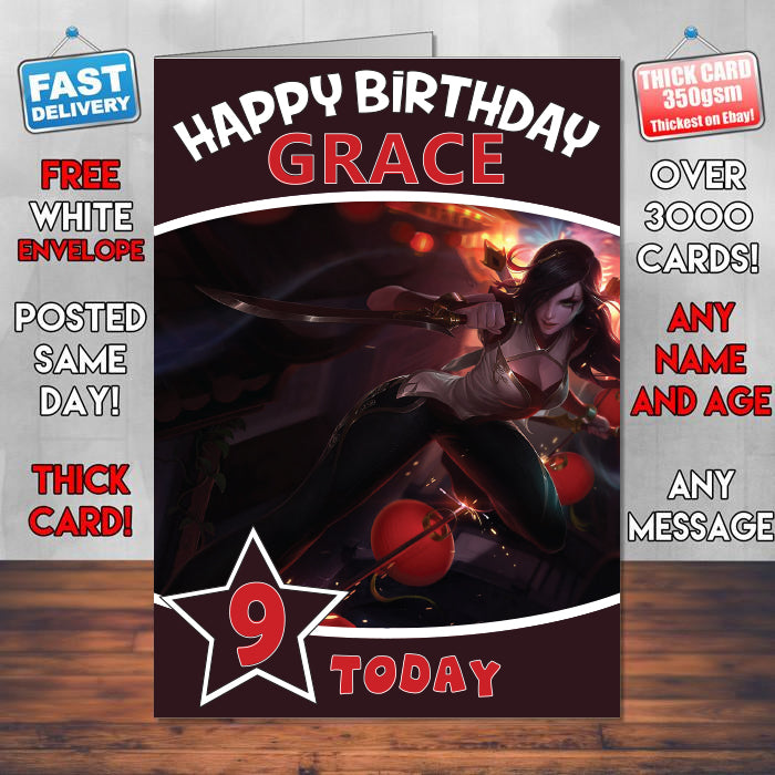 Katarina League Of Legends 1 Inspired Style Game Kids Inspired Birthday Card (SA)