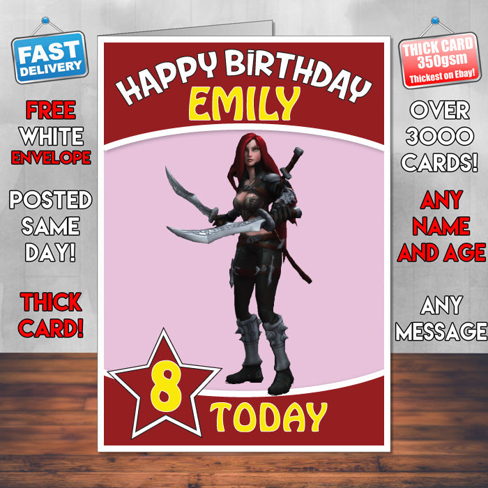 Katarina Render Inspired Theme Personalised Kids Inspired Birthday Card (SA060917) – Katarina Render Inspired Theme Personalised Birthday Card – personalised Birthday Card