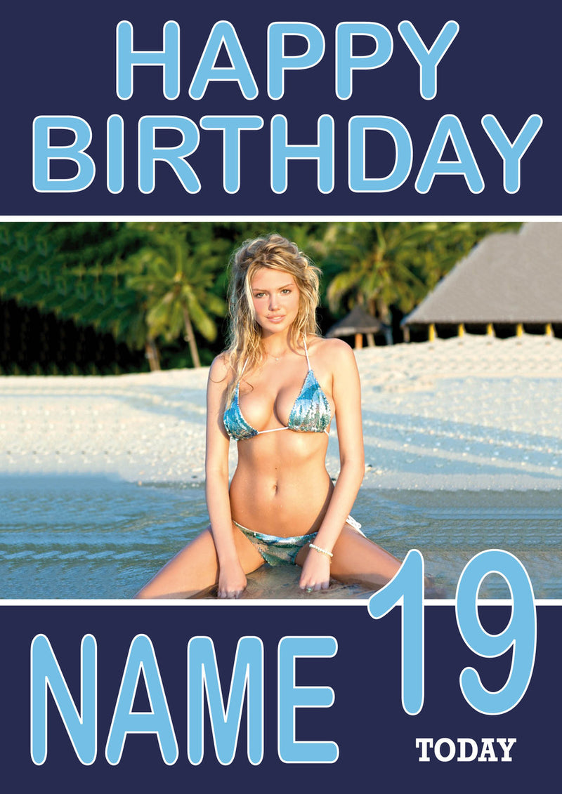 Personalised Kate Upton INSPIRED Adult RUDE Birthday Card