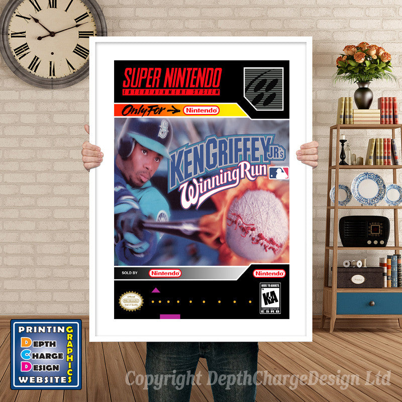 Ken Grffy Jr's Winning Run Super Nintendo GAME INSPIRED THEME Retro Gaming Poster A4 A3 A2 Or A1
