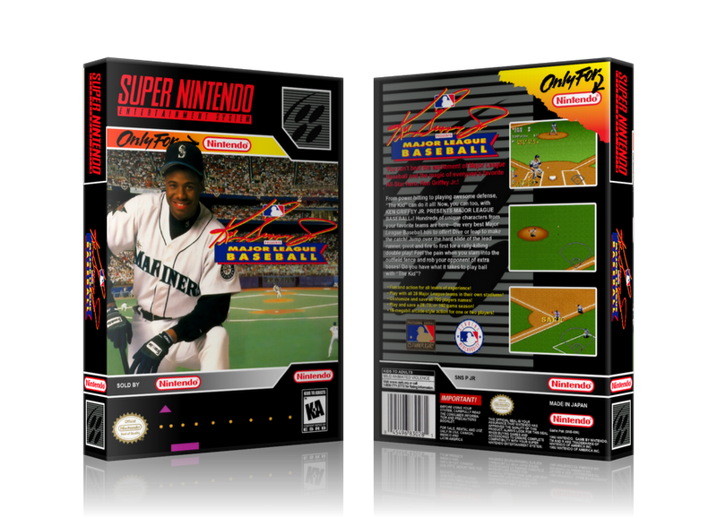 Ken Griffy Jr Presents Major League Baseball Replacement Nintendo SNES Game Case Or Cover
