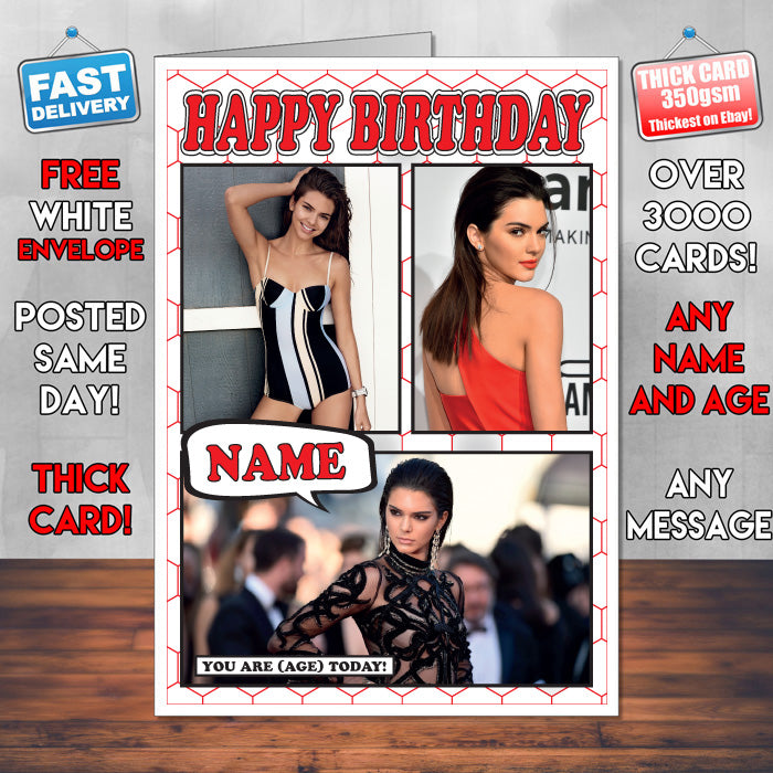 Kendall Jenner Personalised Celebrity Birthday Card New 2017