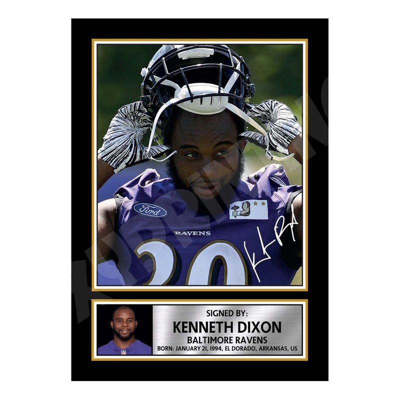 Kenneth Dixon 1 Limited Edition Football Signed Print - American Footballer