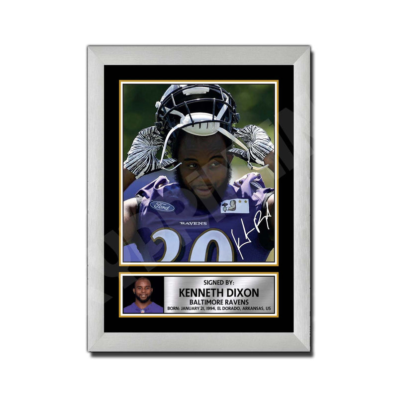 Kenneth Dixon 1 Limited Edition Football Signed Print - American Footballer