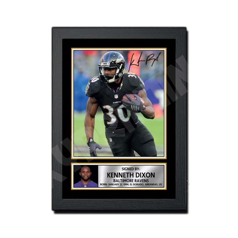Kenneth Dixon 2 Limited Edition Football Signed Print - American Footballer