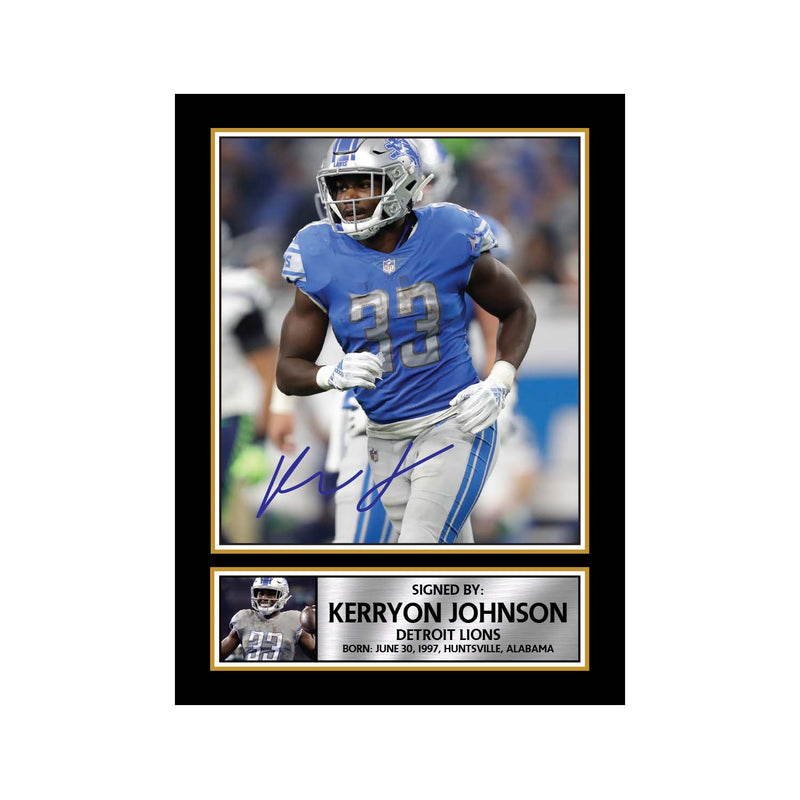 Kerryon Johnson Limited Edition Football Signed Print - American Footballer