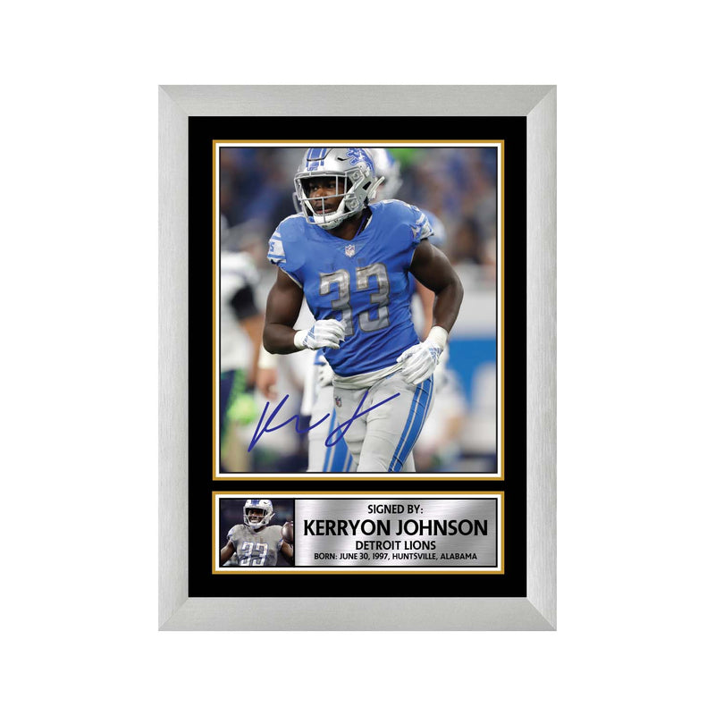 Kerryon Johnson Limited Edition Football Signed Print - American Footballer