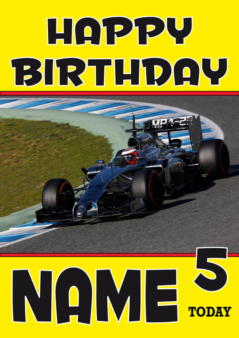 Personalised Kevin Magnussen F1 THEME INSPIRED PERSONALISED Kids Adult Birthday Card 2