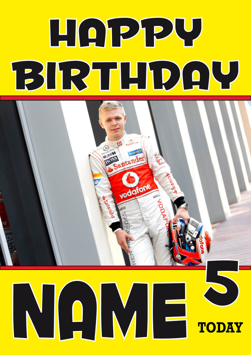 Personalised Kevin Magnussen F1 THEME INSPIRED PERSONALISED Kids Adult Birthday Card 4