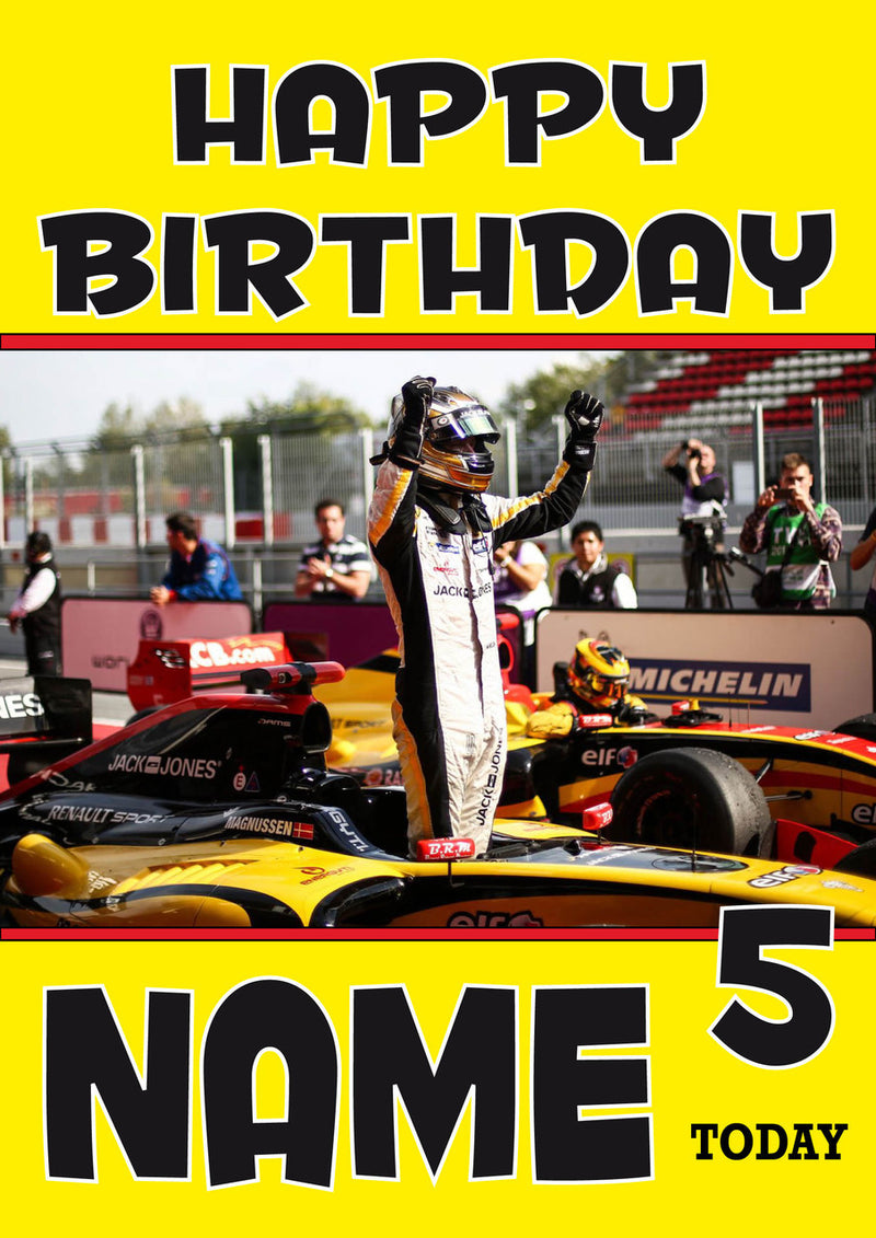 Personalised Kevin Magnussen F1 THEME INSPIRED PERSONALISED Kids Adult Birthday Card 7